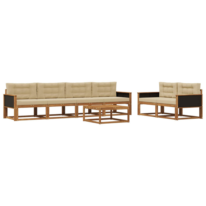Udendørs sofagruppe 7 pcs Naturlig og Beige
