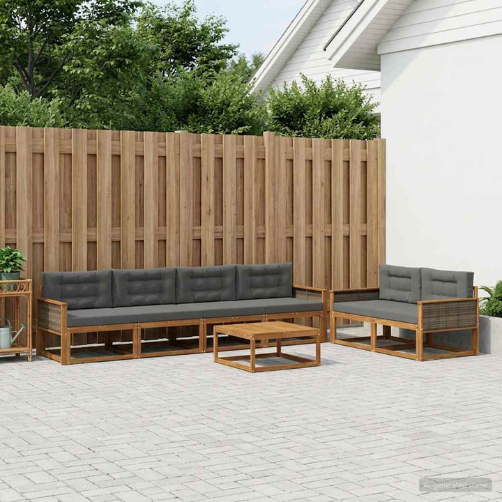 Udendørs sofagruppe 7 pcs Naturlig og Antracit