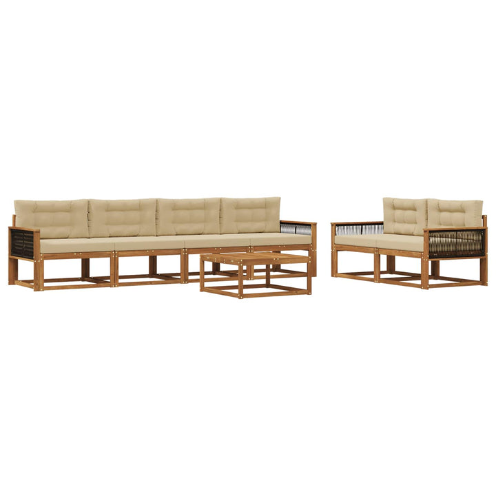 Udendørs sofagruppe med pude 7 pcs Naturlig og Beige