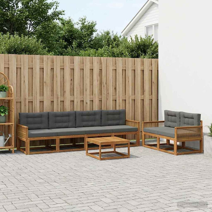 Udendørs sofagruppe med pude 7 pcs Naturlig og Antracit