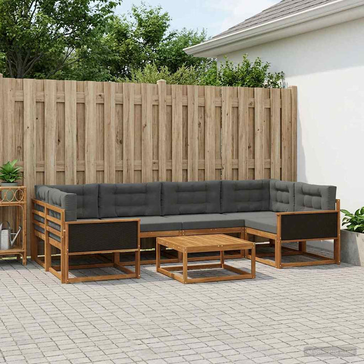 Udendørs sofagruppe med pude 7 pcs Naturlig og Antracit