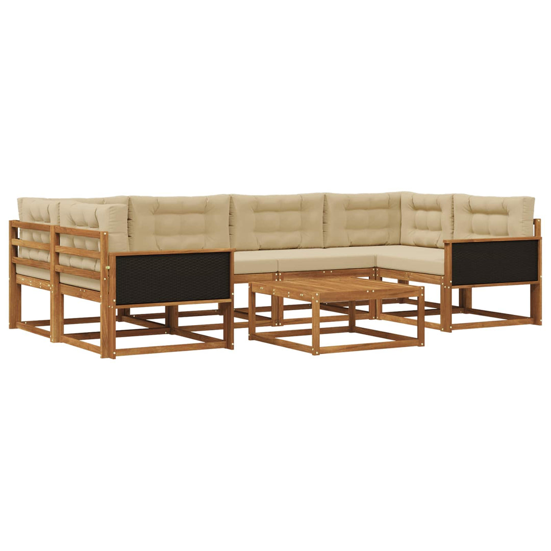 Udendørs sofagruppe med pude 7 pcs Naturlig og Beige