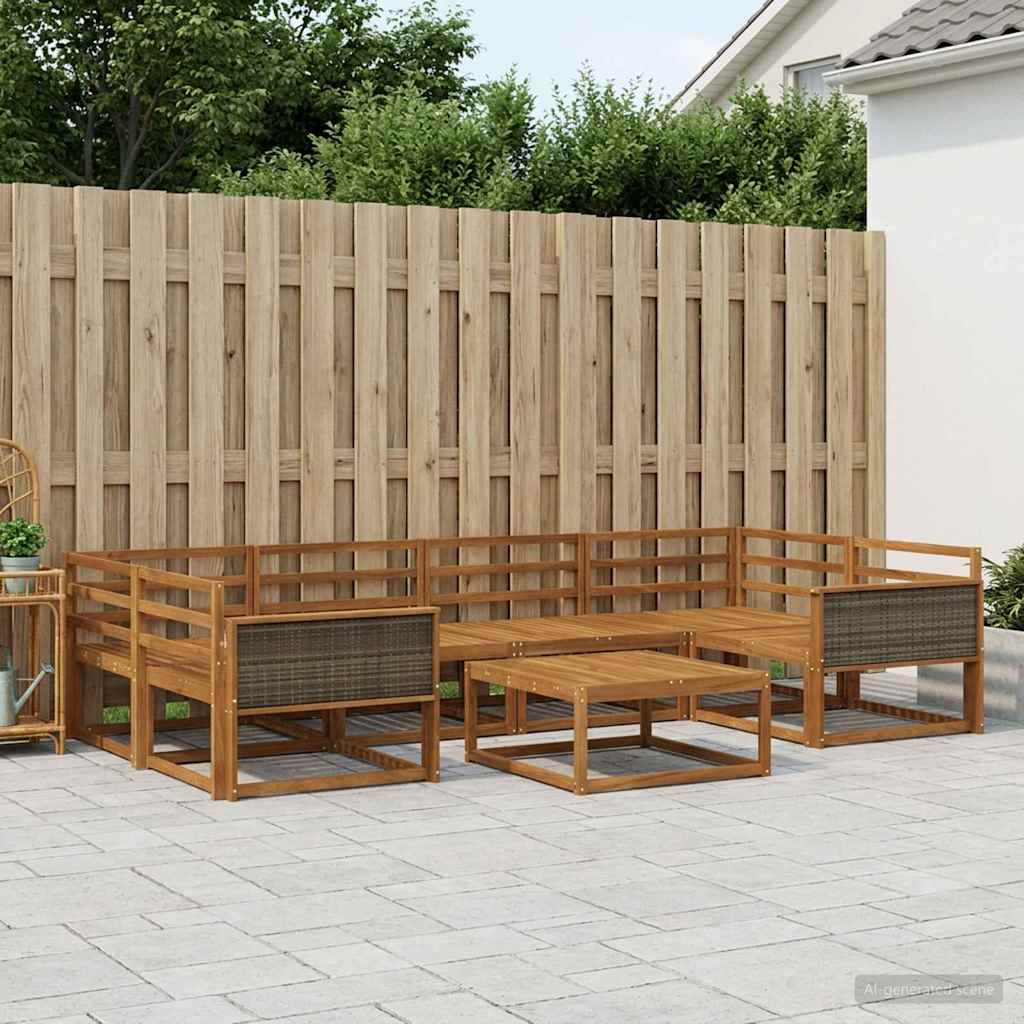 Udendørs sofagruppe 7 pcs Naturfarvet Massivt Akacietræ