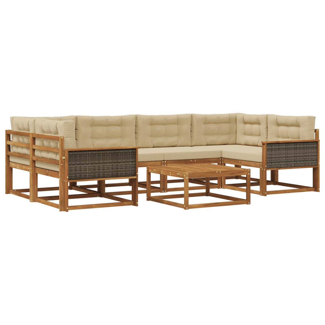 Udendørs sofagruppe med pude 7 pcs Naturlig og Beige