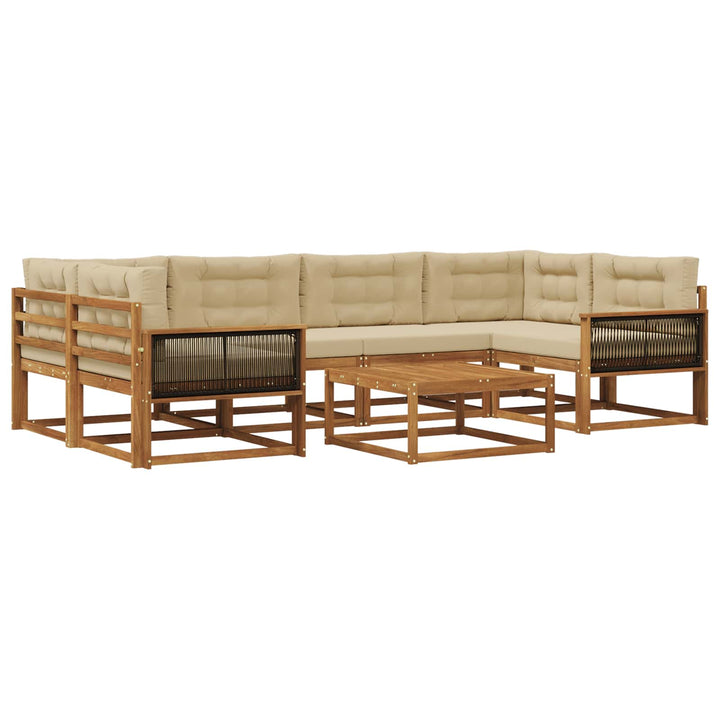 Udendørs sofagruppe med pude 7 pcs Naturlig og Beige