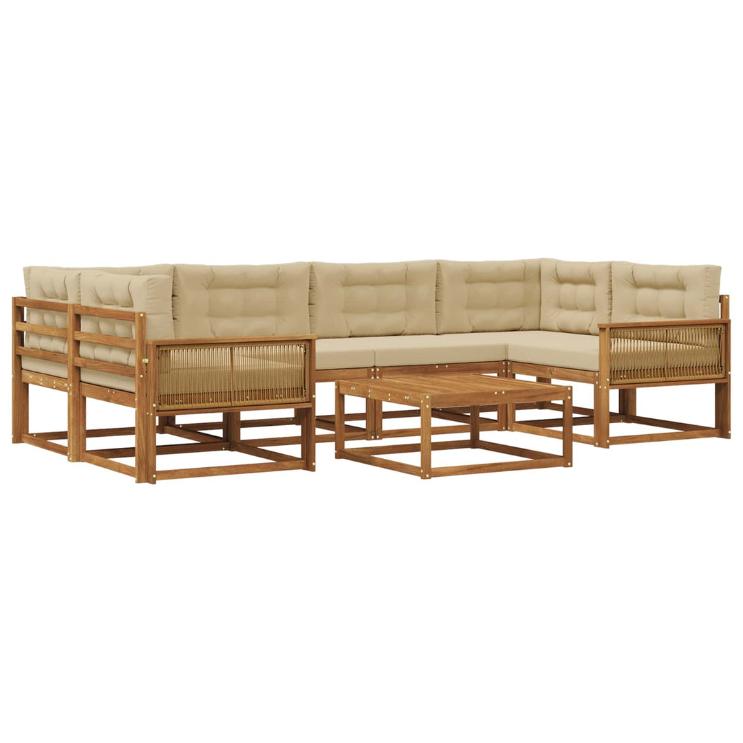 Udendørs sofagruppe med pude 7 pcs Naturlig og Beige