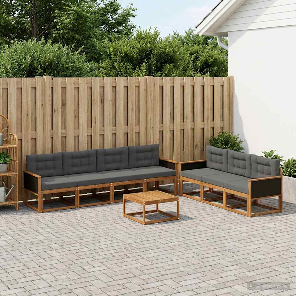 Udendørs sofagruppe med pude 8 pcs Naturlig og Antracit