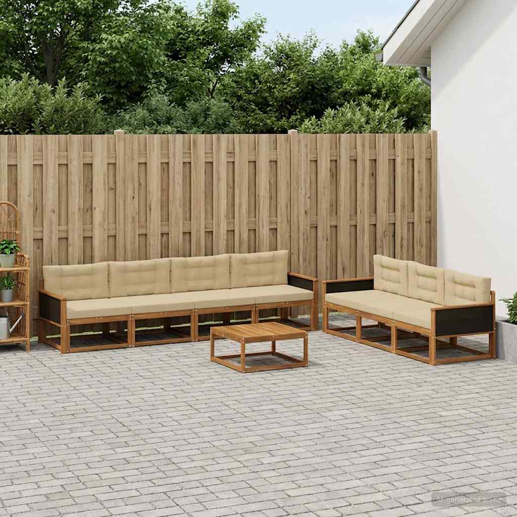 Udendørs sofagruppe med pude 8 pcs Naturlig og Beige