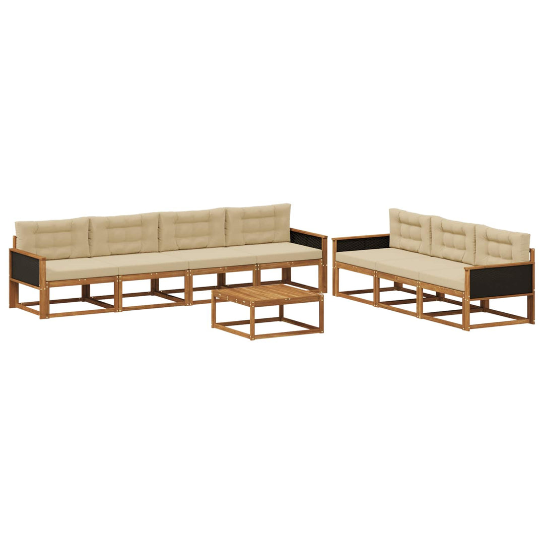 Udendørs sofagruppe med pude 8 pcs Naturlig og Beige
