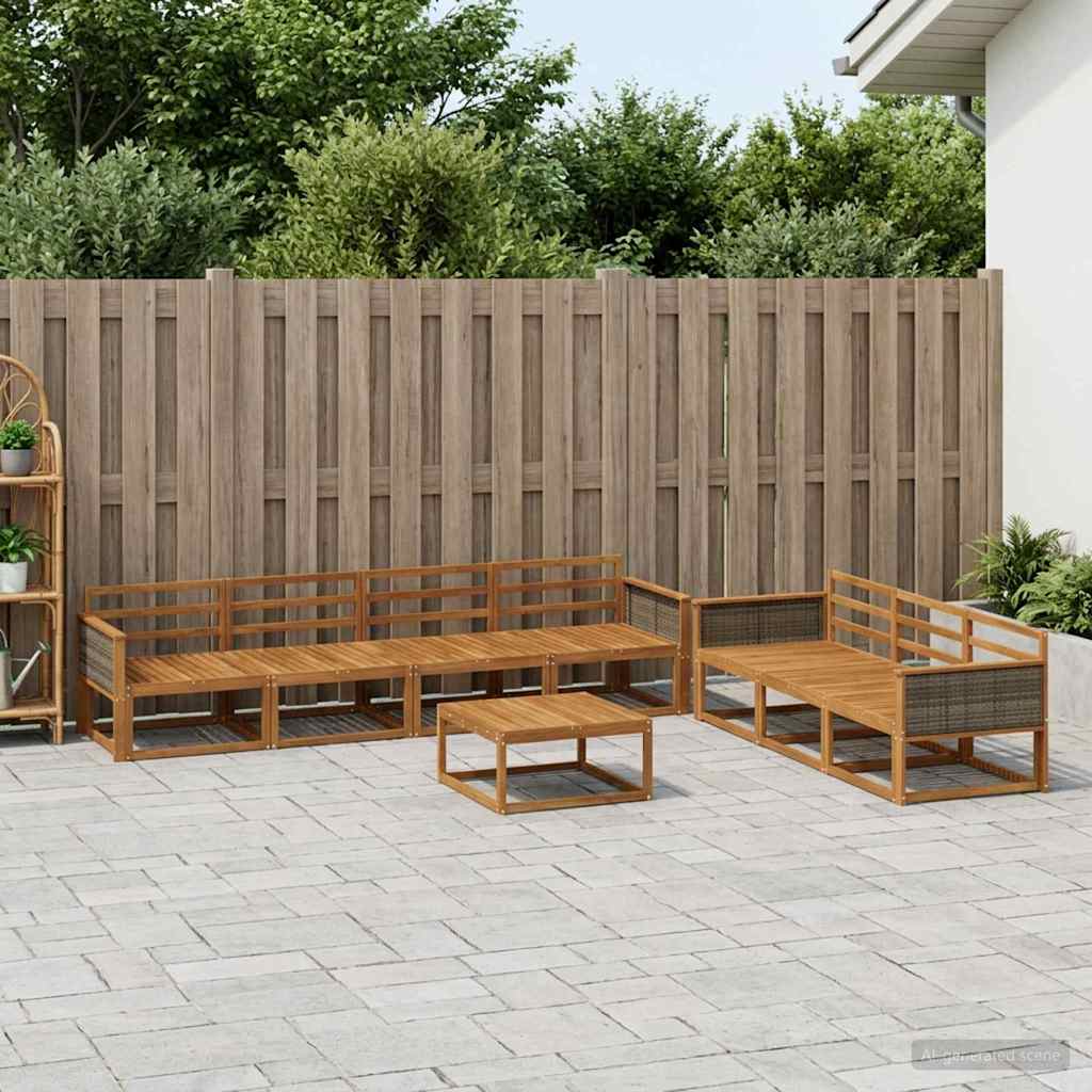 Udendørs sofagruppe 8 pcs Naturfarvet Massivt Akacietræ