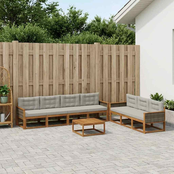 Udendørs sofagruppe 8 pcs Naturlig og Lys grå