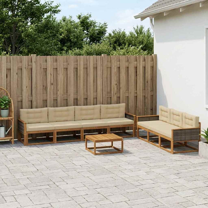 Udendørs sofagruppe med pude 8 pcs Naturlig og Beige