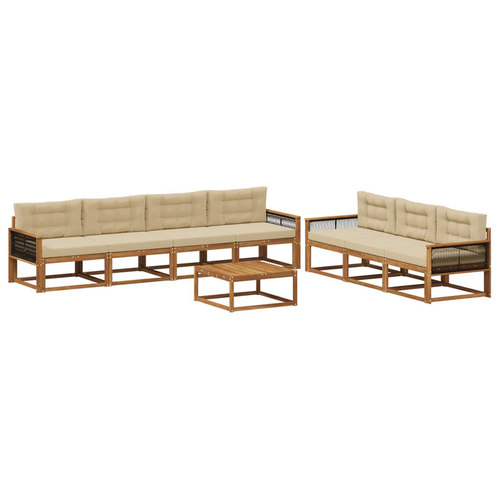 Udendørs sofagruppe med pude 8 pcs Naturlig og Beige