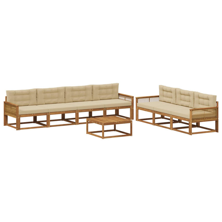 Udendørs sofagruppe med pude 8 pcs Naturlig og Beige