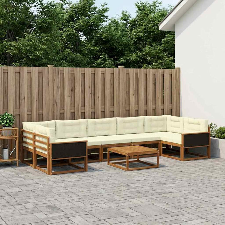 Udendørs sofagruppe 8 pcs Naturlig og Fløde