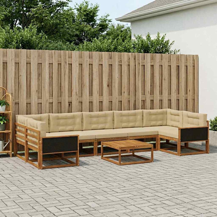 Udendørs sofagruppe med pude 8 pcs Naturlig og Beige