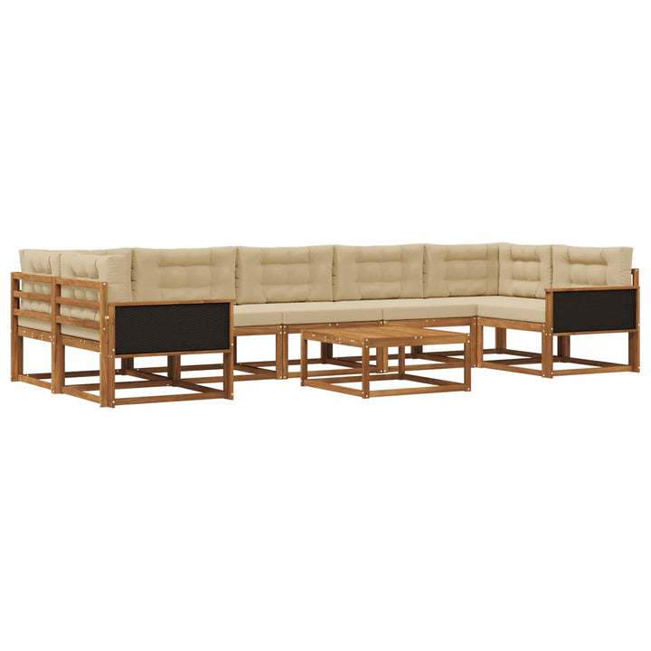 Udendørs sofagruppe med pude 8 pcs Naturlig og Beige