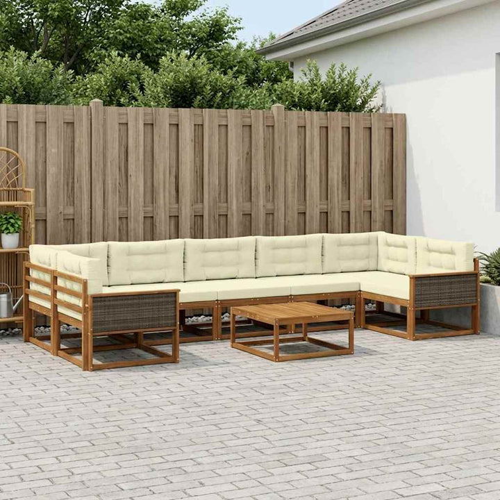 Udendørs sofagruppe med pude 8 pcs Naturlig og Fløde