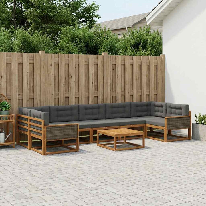 Udendørs sofagruppe med pude 8 pcs Naturlig og Antracit