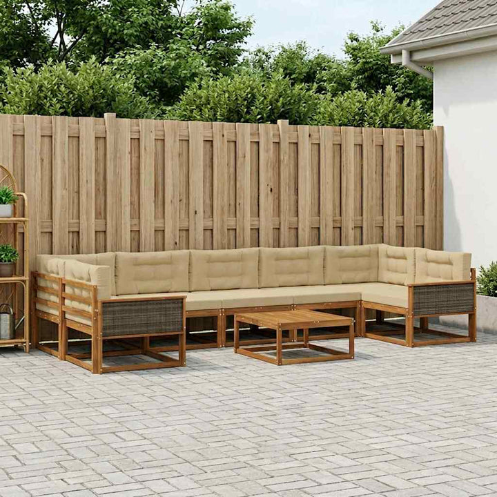 Udendørs sofagruppe med pude 8 pcs Naturlig og Beige