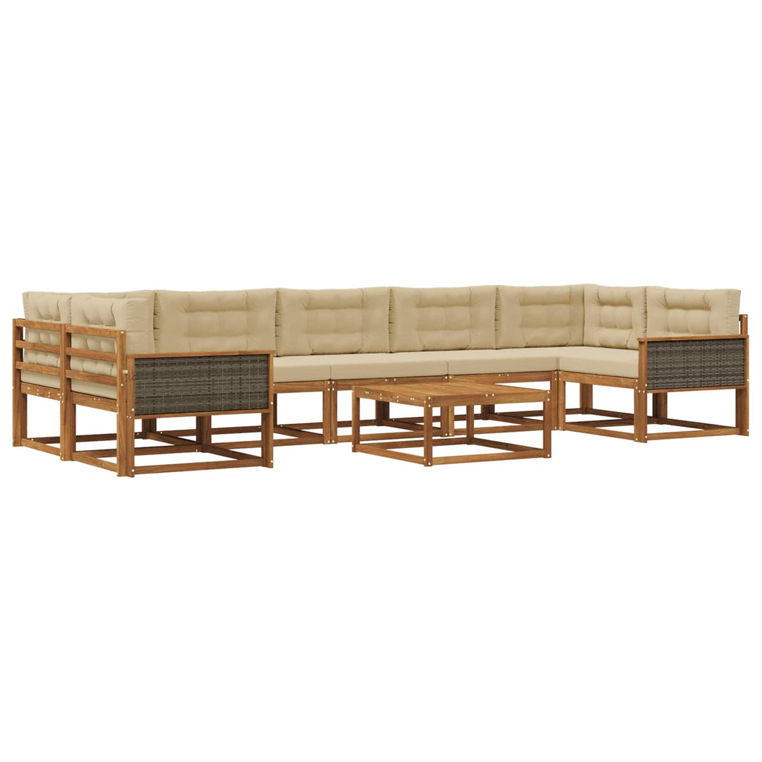 Udendørs sofagruppe med pude 8 pcs Naturlig og Beige