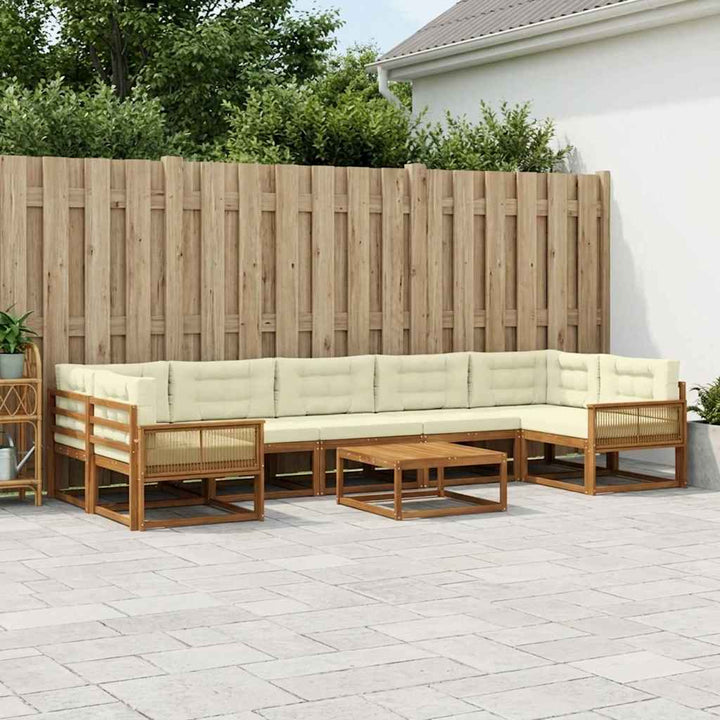 Udendørs sofagruppe med pude 8 pcs Naturlig og Fløde
