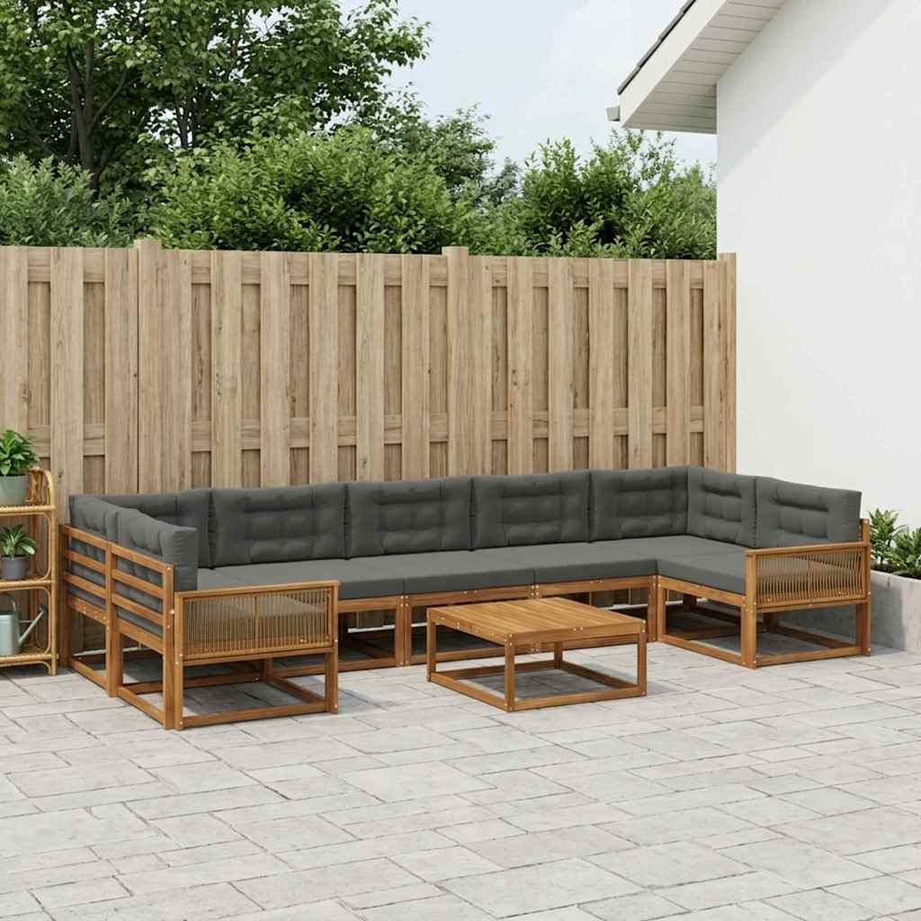Udendørs sofagruppe med pude 8 pcs Naturlig og Antracit