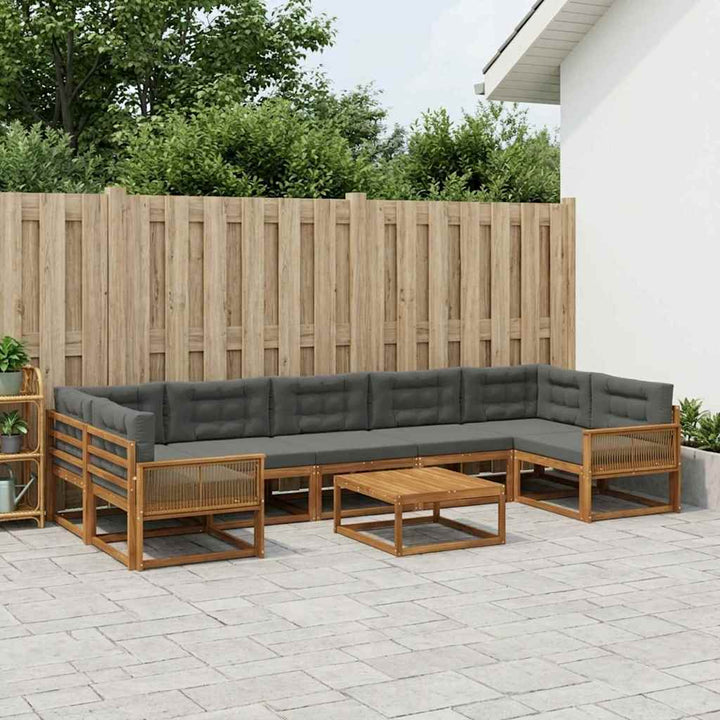 Udendørs sofagruppe med pude 8 pcs Naturlig og Antracit