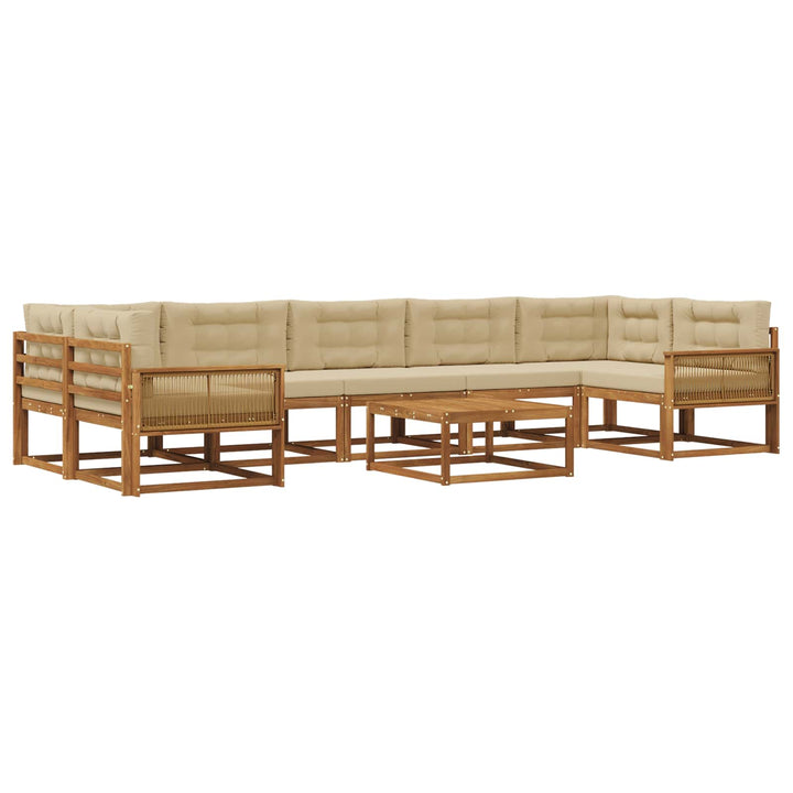 Udendørs sofagruppe med pude 8 pcs Naturlig og Beige