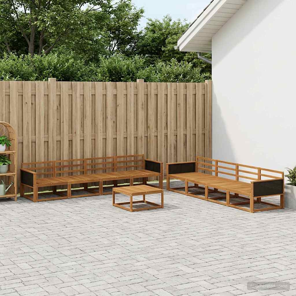 Udendørs sofagruppe 9 pcs Naturfarvet Massivt Akacietræ