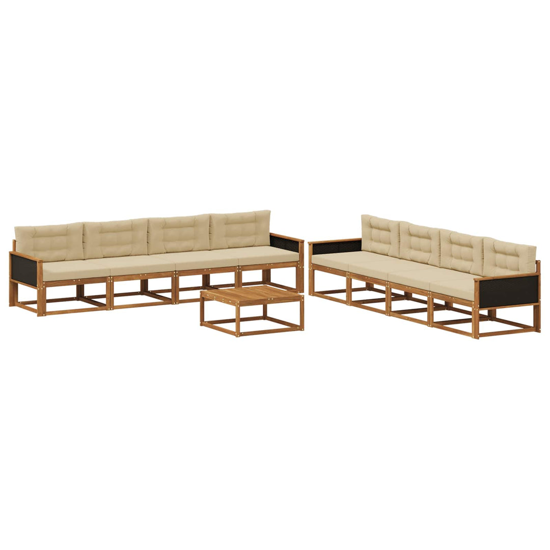Udendørs sofagruppe med pude 9 pcs Naturlig og Beige