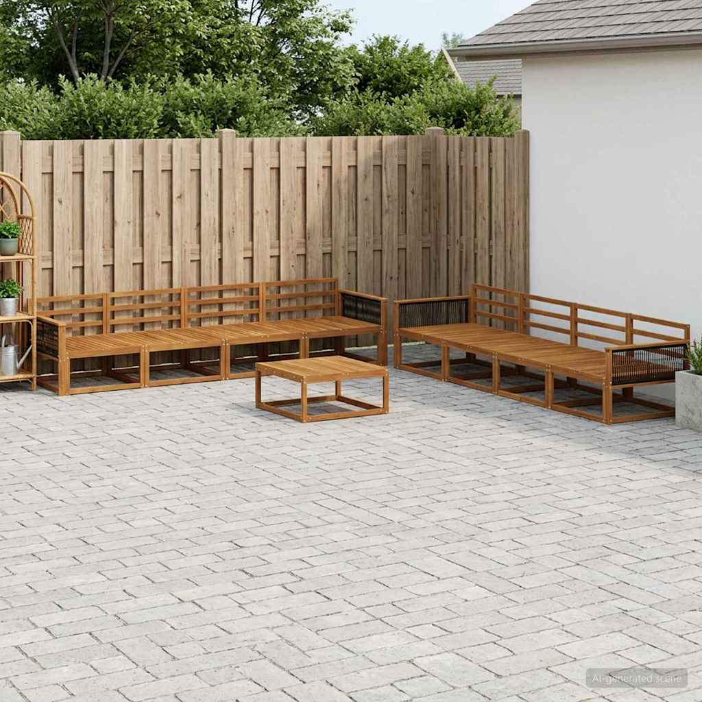 Udendørs sofagruppe 9 pcs Naturfarvet Massivt Akacietræ
