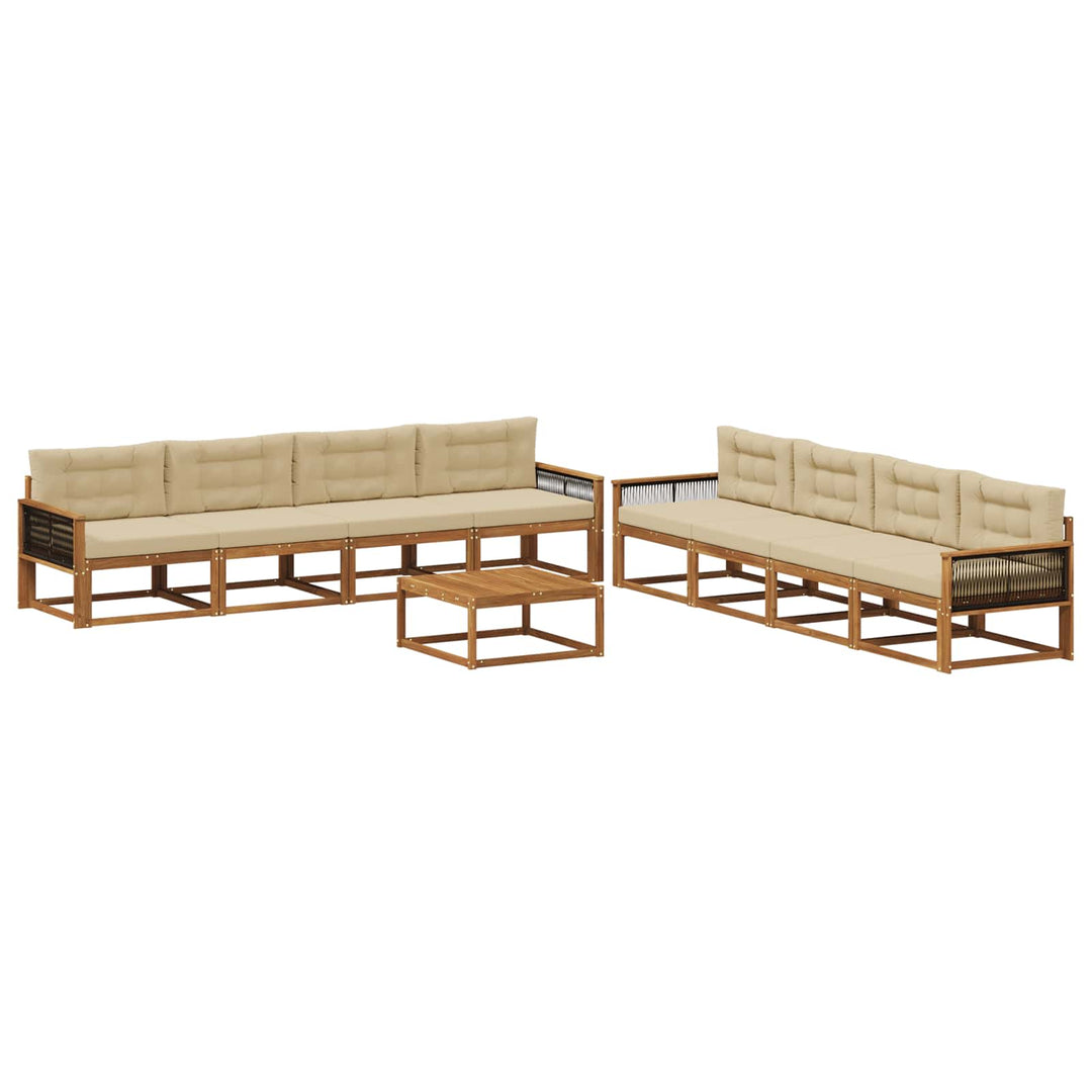 Udendørs sofagruppe med pude 9 pcs Naturlig og Beige