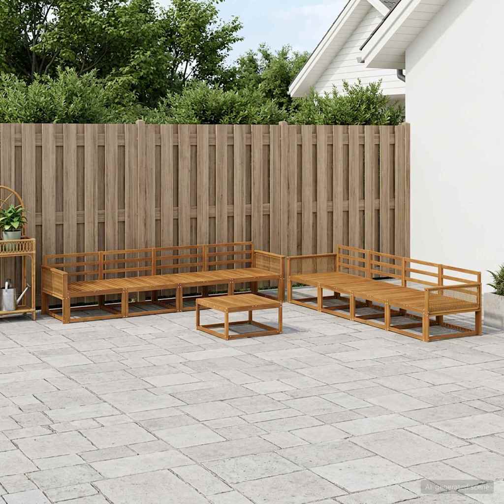 Udendørs sofagruppe 9 pcs Naturfarvet Massivt Akacietræ