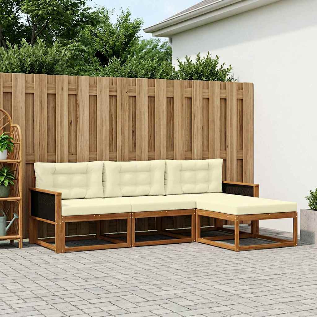 Udendørs sofagruppe med pude 4 pcs Naturlig og Fløde