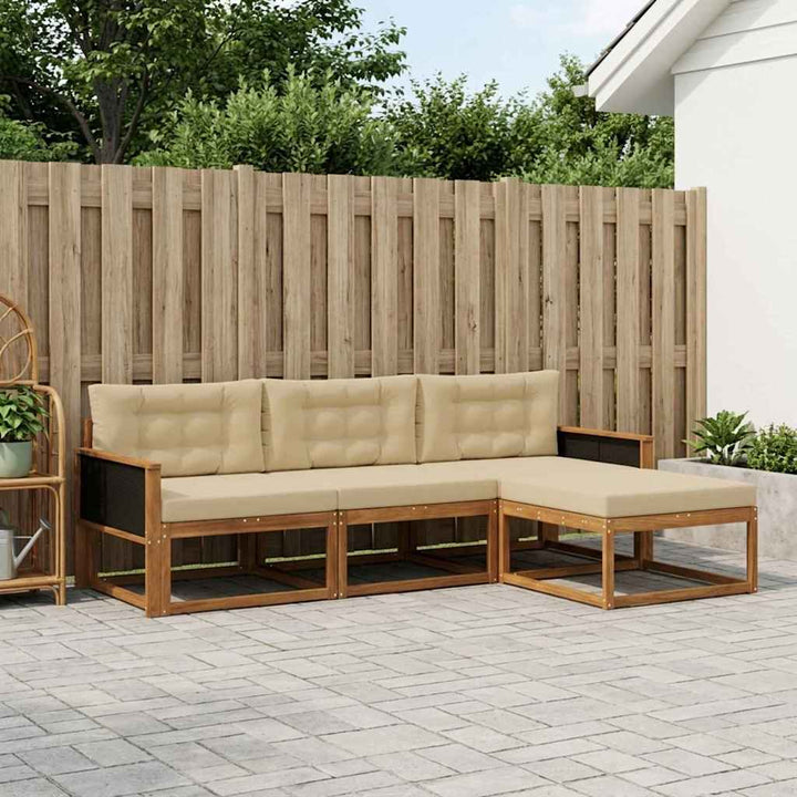 Udendørs sofagruppe med pude 4 pcs Naturlig og Beige