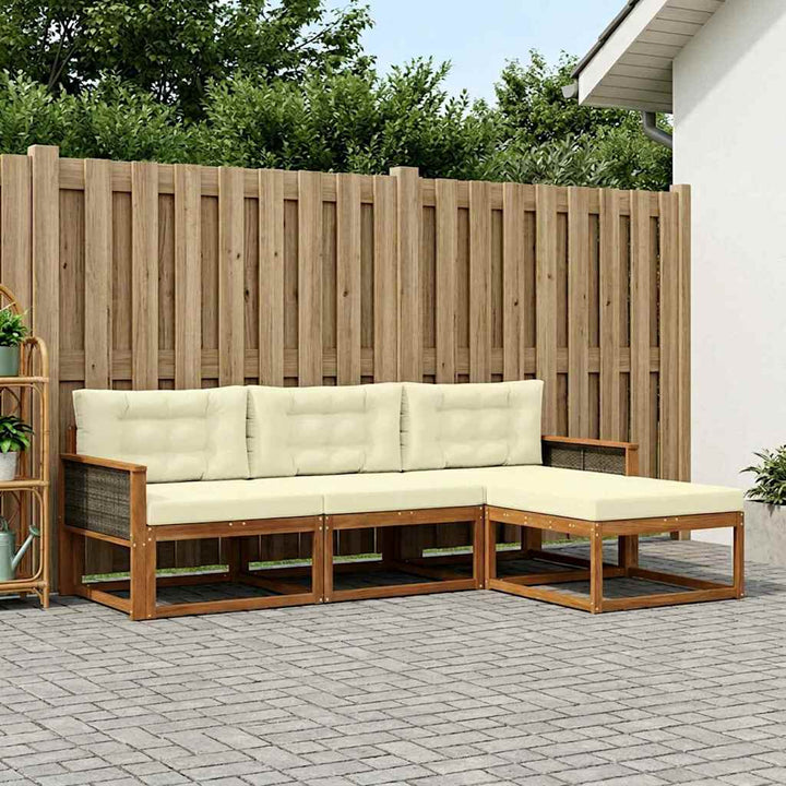 Udendørs sofagruppe med pude 4 pcs Naturlig og Fløde
