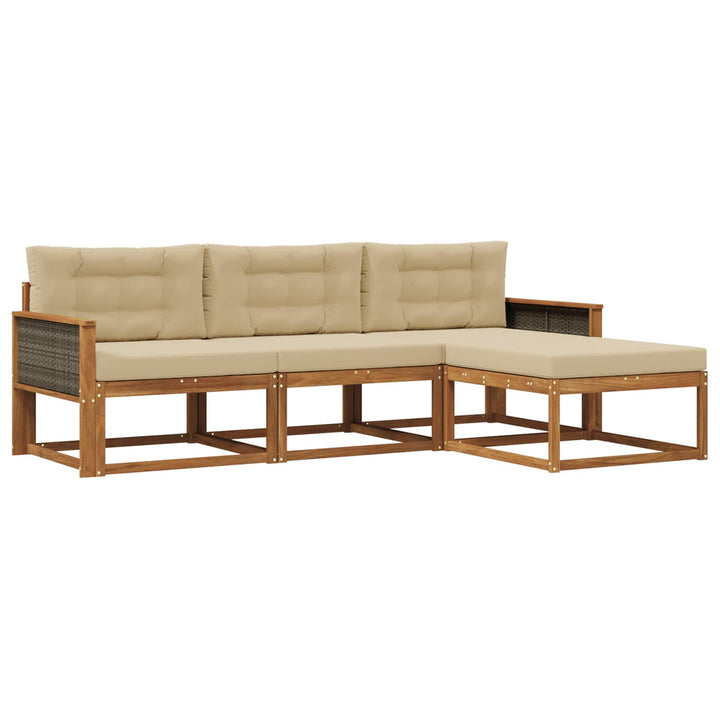 Udendørs sofagruppe med pude 4 pcs Naturlig og Beige
