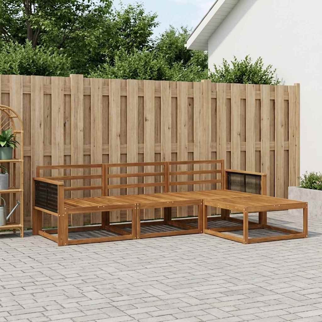 Udendørs sofagruppe 4 pcs Naturfarvet Massivt Akacietræ
