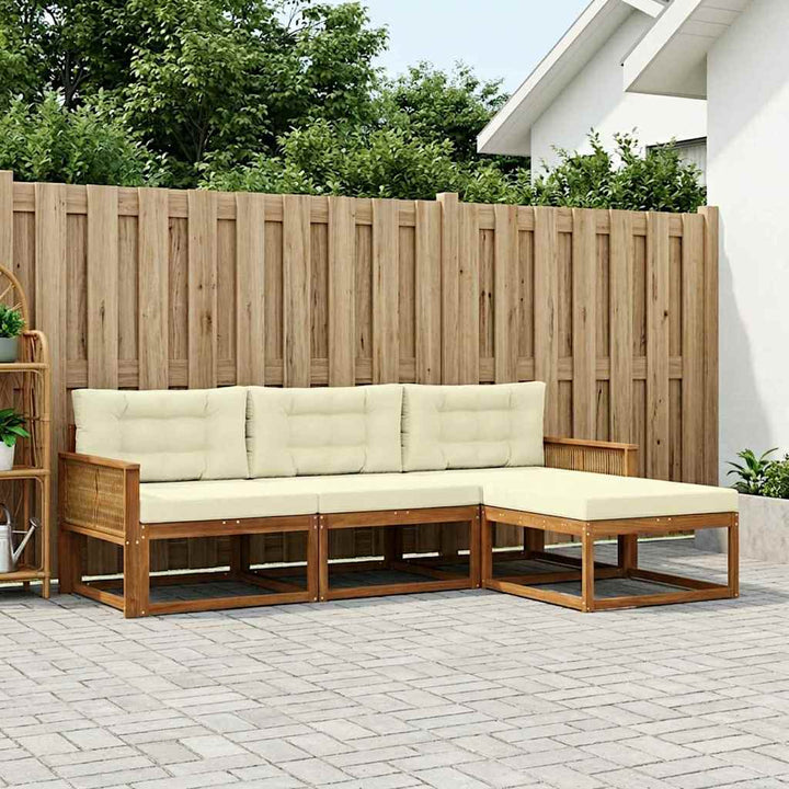 Udendørs sofagruppe med pude 4 pcs Naturlig og Fløde