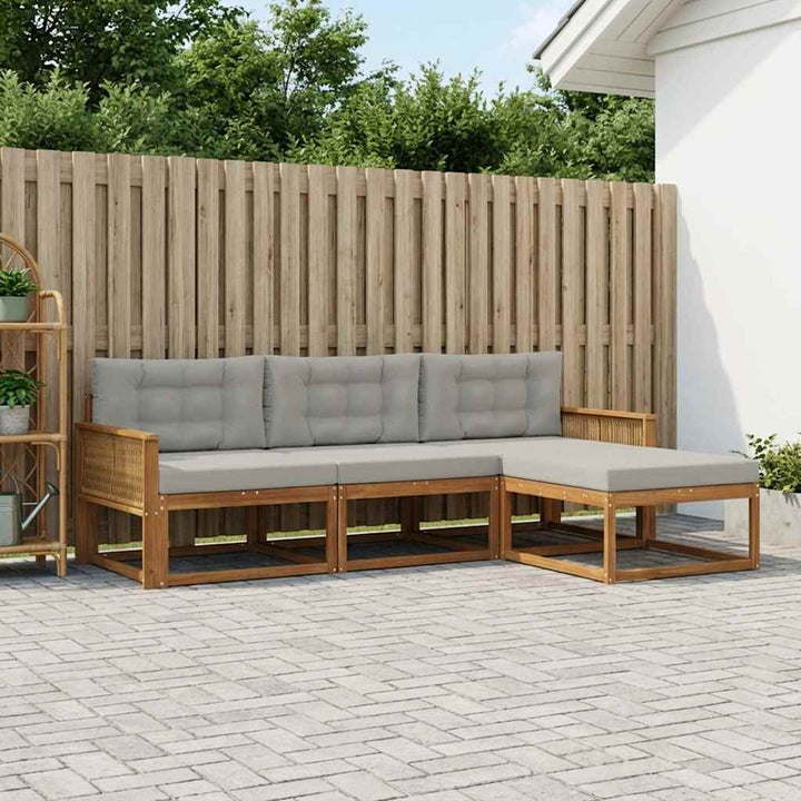 Udendørs sofagruppe 4 pcs Naturlig og Lys grå