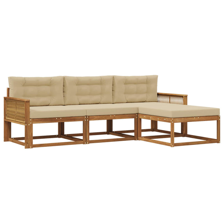Udendørs sofagruppe med pude 4 pcs Naturlig og Beige