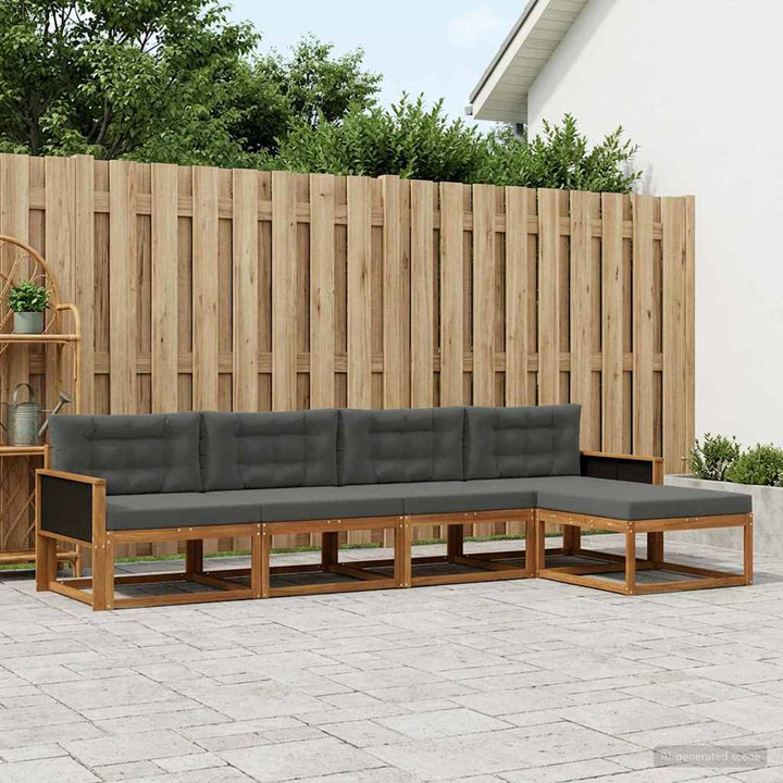 Udendørs sofagruppe 5 pcs Naturlig og Antracit