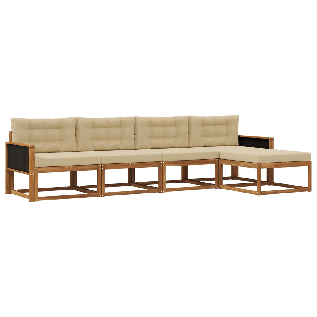 Udendørs sofagruppe med pude 5 pcs Naturlig og Beige