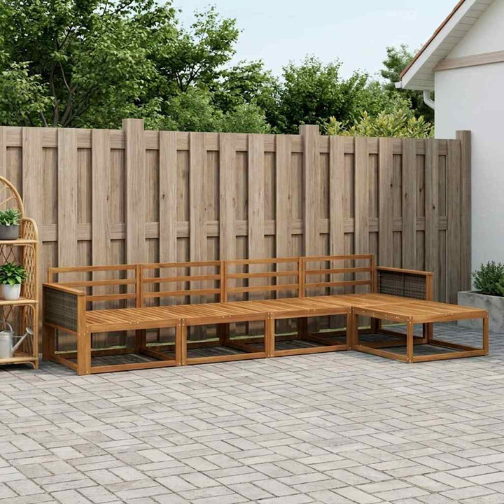 Udendørs sofagruppe 5 pcs Naturfarvet Massivt Akacietræ