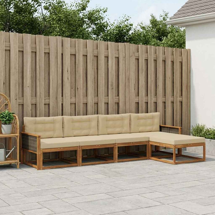 Udendørs sofagruppe med pude 5 pcs Naturlig og Beige