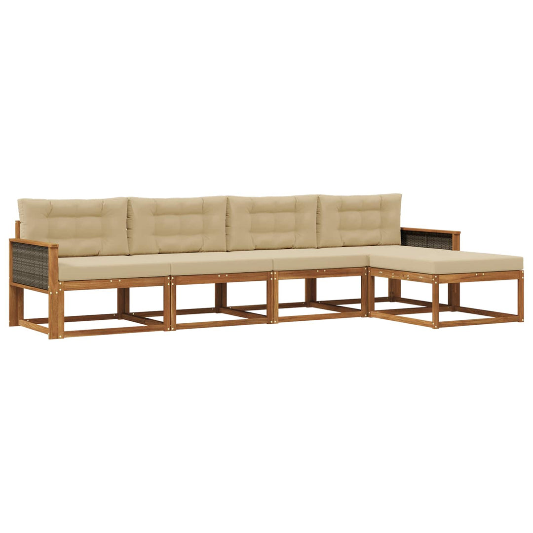 Udendørs sofagruppe med pude 5 pcs Naturlig og Beige
