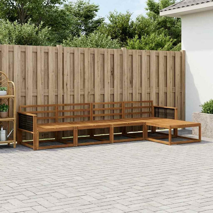 Udendørs sofagruppe 5 pcs Naturfarvet Massivt Akacietræ