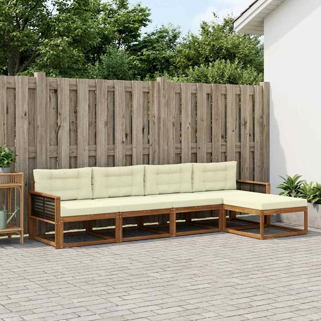 Udendørs sofagruppe med pude 5 pcs Naturlig og Fløde