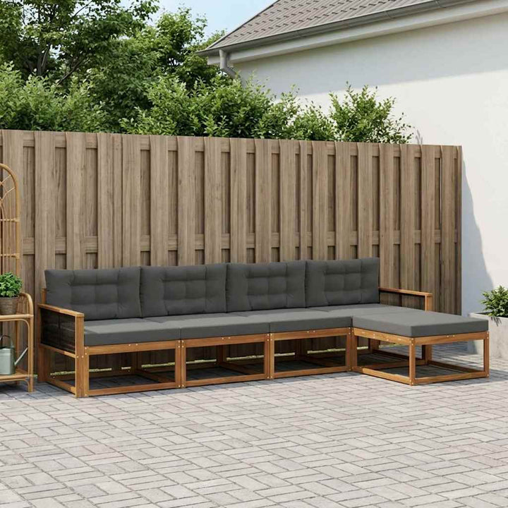 Udendørs sofagruppe med pude 5 pcs Naturlig og Antracit